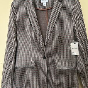 Nine West Brown and White Blazer with Classic Check Pattern